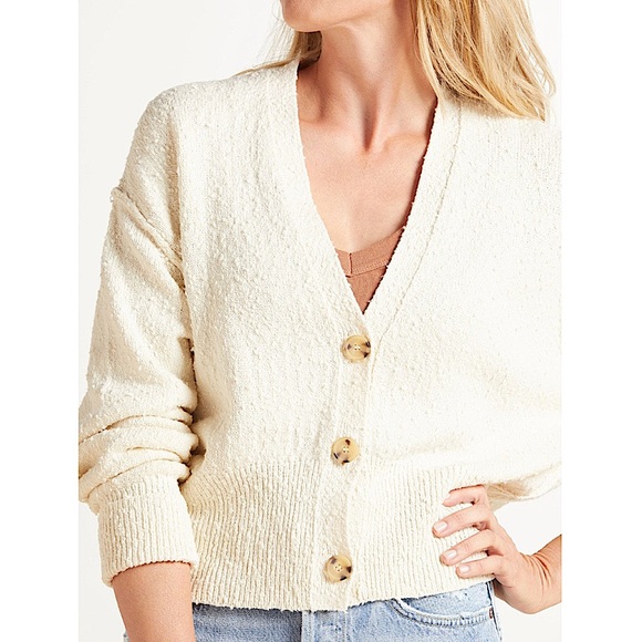 Free People Found My Friend Cardi Jacket Sweater Cardigan Cream NWT Large $78 - Picture 6 of 7